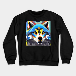 Pop Art Geometric Wolf Head Crewneck Sweatshirt